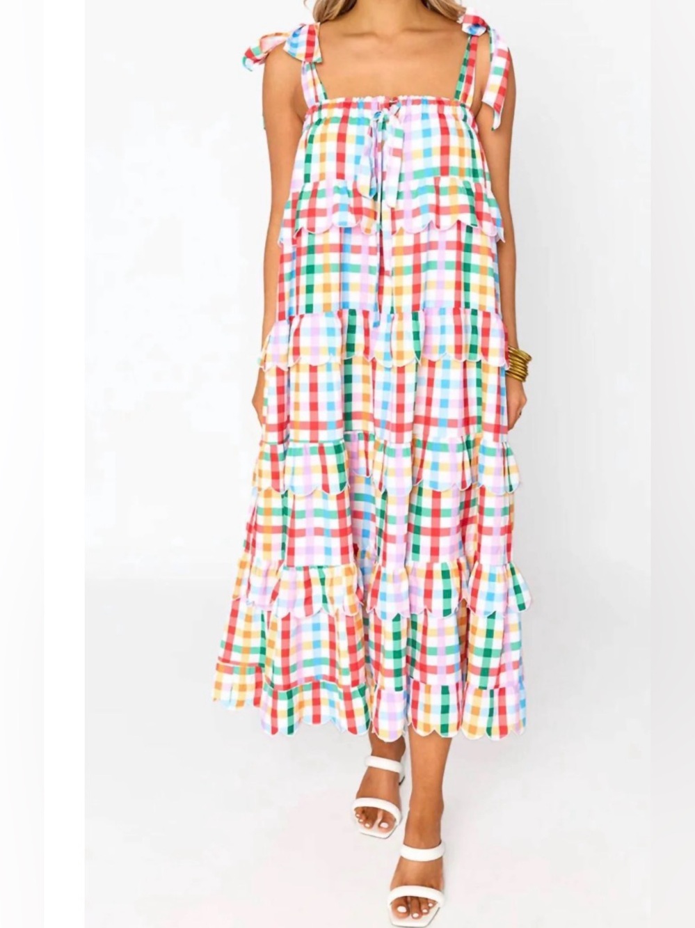 NWOT Buddy Love Landon Tie Shoulder Tiered midi Dress